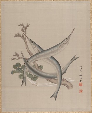 Seki Shuko (Japanese) Three Fishes and a Branch, Japan, Meiji period (1868–1912)